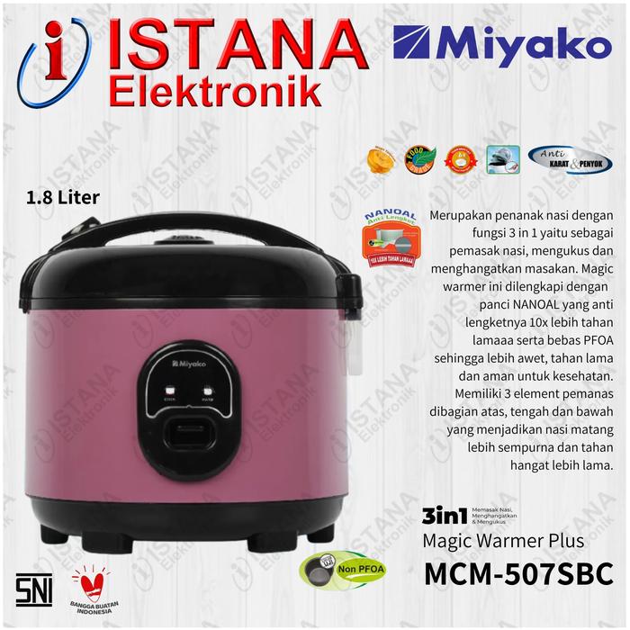 Gambar MIYAKO MAGIC COM/WARMER PLUS 1.8 LITER MCM-507SBC dari ISTANA ELEKTRONIK PALEMBANG undefined Tokopedia
