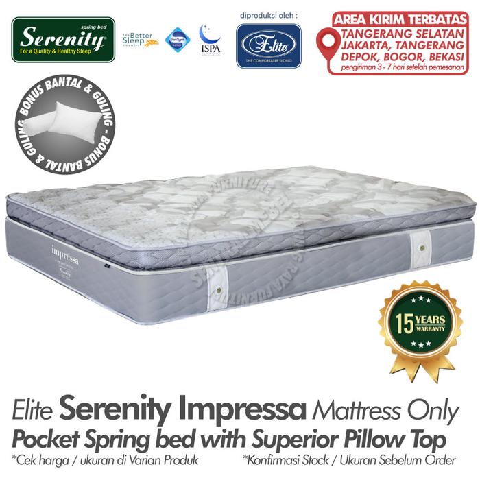 Gambar spring bed elite serenity impressa pocket pillow top - mattress only - KASUR SAJA, 90 X 200 CM dari Sentral Mebel Online undefined Tokopedia