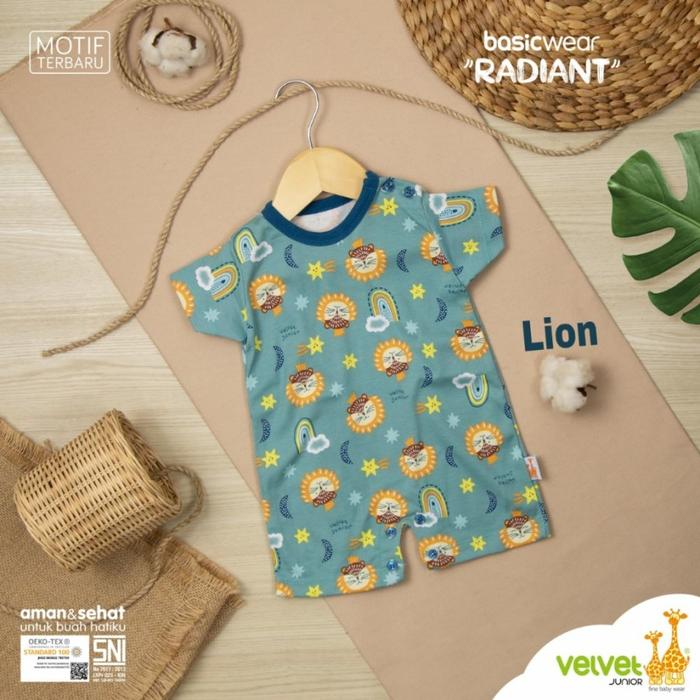 Gambar Velvet Junior Jumper /Romper Pendek Newborn Mix 0-3m - teal lion dari Chelily Baby Kid Shop undefined Tokopedia