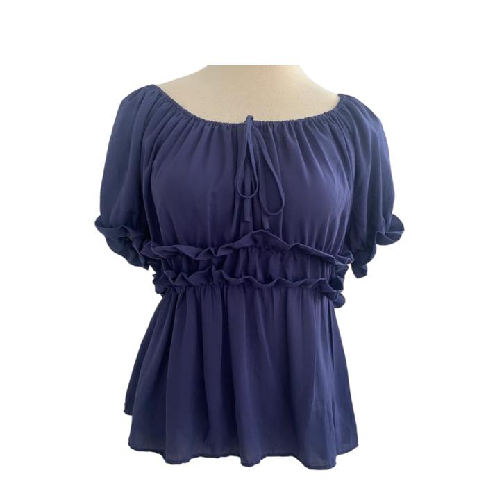 Gambar ATASAN WANITA DEWASA MODEL SABRINA PITA POLOS FASHION - Navy, 6 dari Joli Jolie ID_NEW undefined Tokopedia