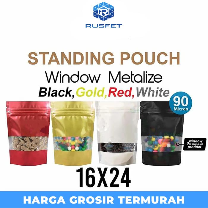 Gambar Plastik Klip Standing Pouch 16x24cm Window Ziplock Sealer Makanan Bag - Hitam dari Rusfet undefined Tokopedia