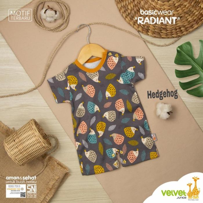Gambar Velvet Junior Jumper /Romper Pendek Newborn Mix 0-3m - grey hedgehog dari Chelily Baby Kid Shop undefined Tokopedia