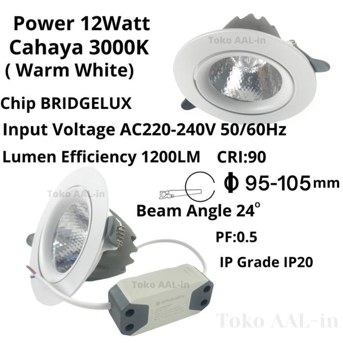 Gambar Lampu sorot COB Spotlight Downlight LED COB inbow - 12Watt 3000K dari Toko AAL-IN undefined Tokopedia