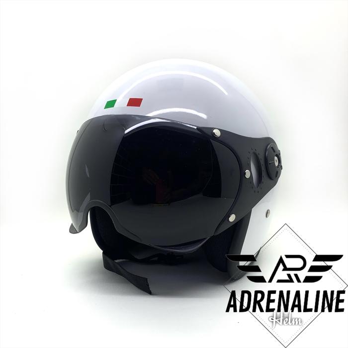 Gambar HELM PILOT ITALY PREMIUM LIS CHROME WHITE - Putih, All Size dari Adrenaline Helm undefined Tokopedia