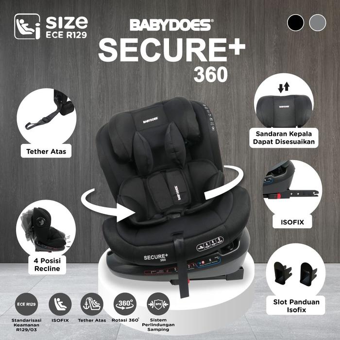 Gambar Carseat Babydoes Secure+ 360 Isofix / Kursi Mobil Anak - Hitam, Bubble dari ModernMoms undefined Tokopedia
