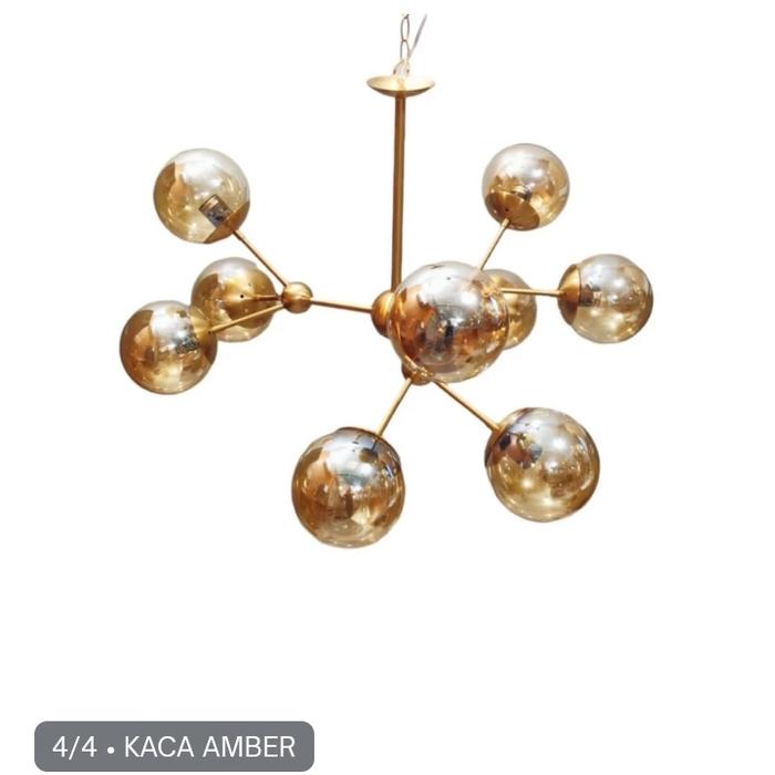 Gambar Lampu gantung Minimalis Led 9 Bola kaca - KACA AMBER dari HOME LAMP DECOR undefined Tokopedia