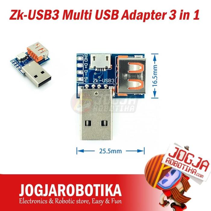 Gambar Multi USB Adapter Converter 3 in 1 4 in 1 USB A to Micro USB Type-C - 3 in 1 dari Jogjarobotika undefined Tokopedia