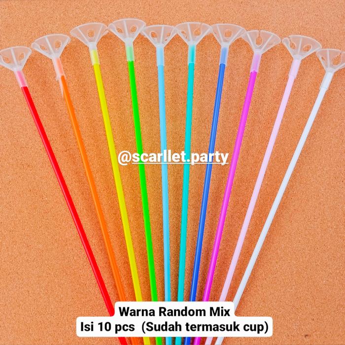 Gambar STIK BALON GAGANG BALON TANGKAI GAGANG BATANG BALON KARET STICK BALON - RandomMix-isi10 dari Scarllet Party undefined Tokopedia