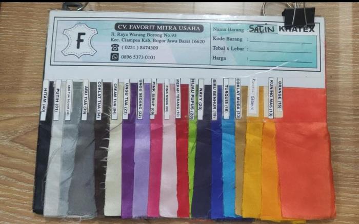 Gambar SATEN / SATIN / KAIN KHATEX WARNA WARNI HARGA PERMETER 1MX1,5M dari toko bahan tas favorite bogor undefined Tokopedia