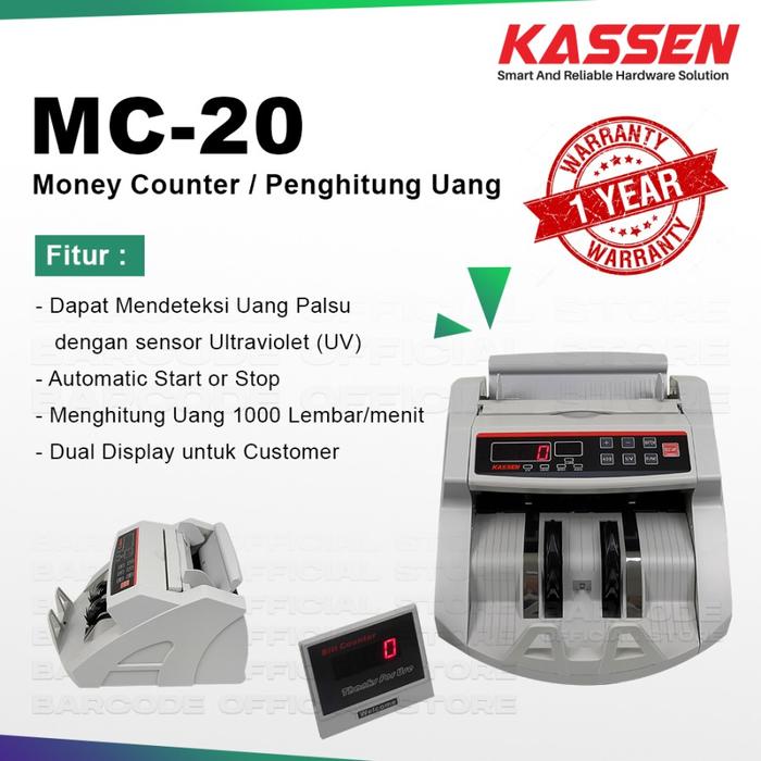 Gambar Kassen MC-20 Mesin Penghitung Uang Alat Hitung Uang Money Counter (UV) - MC-20 dari Barcode Store Solutions undefined Tokopedia
