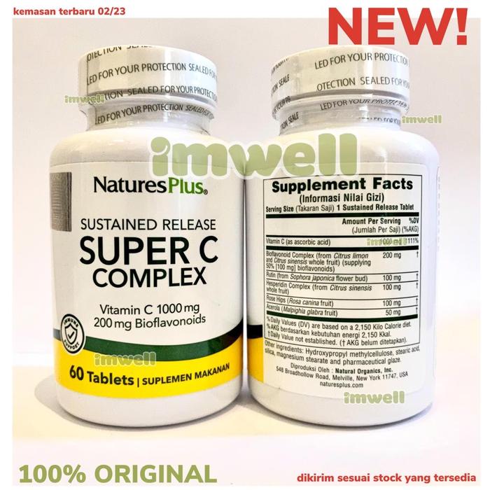 Gambar Natures Plus Super C Complex Vitamin C 1000mg (60) - 100% Original dari imwell. undefined Tokopedia
