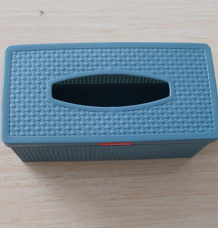 Gambar Tempat Tissue Plastik Persegi Panjang Motif Rotan /Kotak Tisu Anyam - Biru dari Rumah Bella Bogor undefined Tokopedia