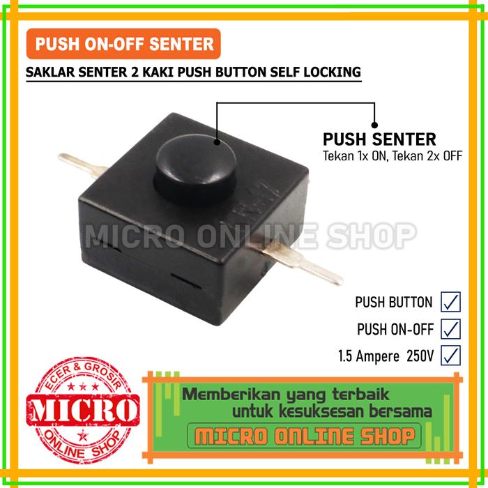 Jual Saklar Push On-Off 2 Pin Senter Switch On Off 2 Kaki - Kab. Bekasi ...