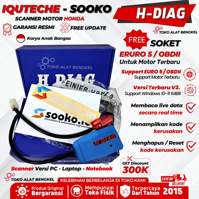 Gambar Scanner motor HONDA versi Laptop/ PC ,Merk IQUTECHE H-DIAG - H-DIAG HONDA dari Toko alat bengkel undefined Tokopedia