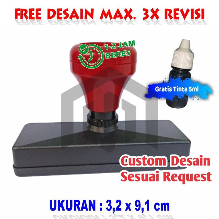 Gambar Cetak Custom Stempel Flash PERSEGI PANJANG Stempel Otomatis Cap - 32x91 mm dari Ndah_Shop. undefined Tokopedia