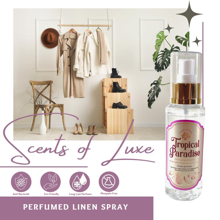 Gambar Scents of Luxe Anti Bacterial Linen Spray Perfume Fabric Spray - Tropical Paradi, 100mL dari kadopedia.id undefined Tokopedia