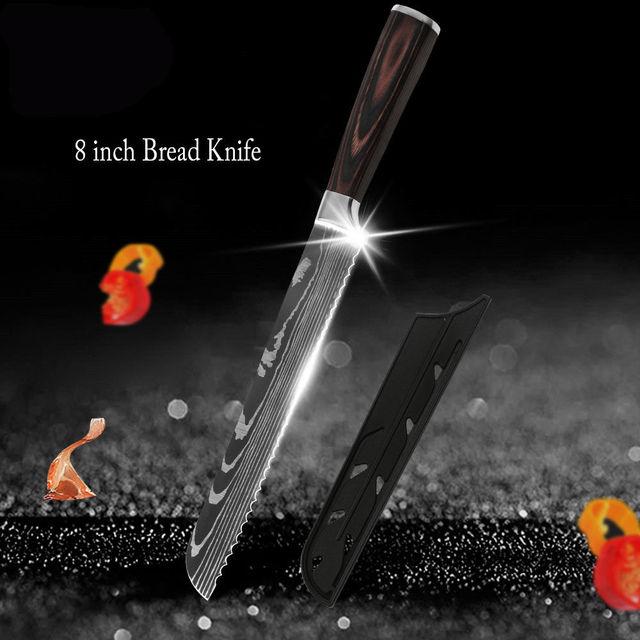 Gambar XITUO Pisau Dapur Chef Damascus Pattern Stainless Steel - 8 Inch Bread Kn dari BAGINDA-STORE47 undefined Tokopedia
