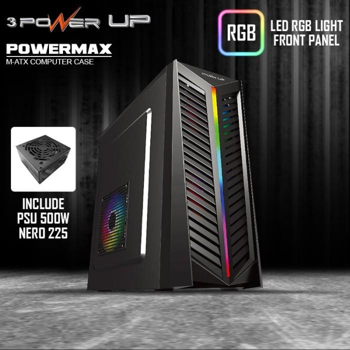 Gambar Casing 3 POWER UP POWERMAX m-ATX with PSU 500W LED RGB - Hitam dari Sonic Computer Depok undefined Tokopedia