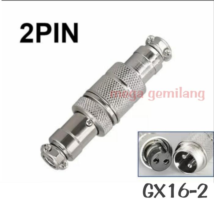 Gambar konektor CB 16 mm sambungan kabel ke kabel tipe GX16 - 2pin dari mega gemilang glodok undefined Tokopedia