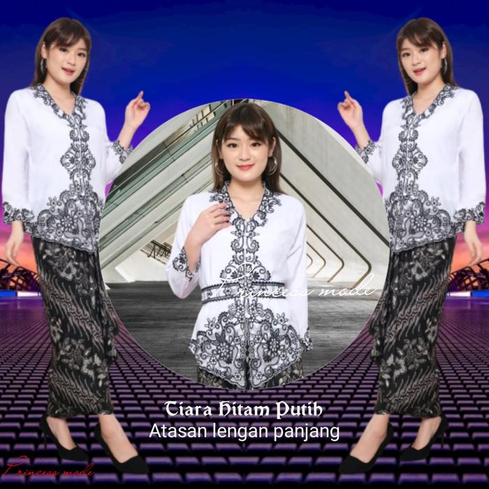 Gambar Kebaya Encim Lengan Panjang Muslim Katun Import Kombinasi Brukat - Tiara Putih, XXL dari TokTikTop undefined 5 Tokopedia