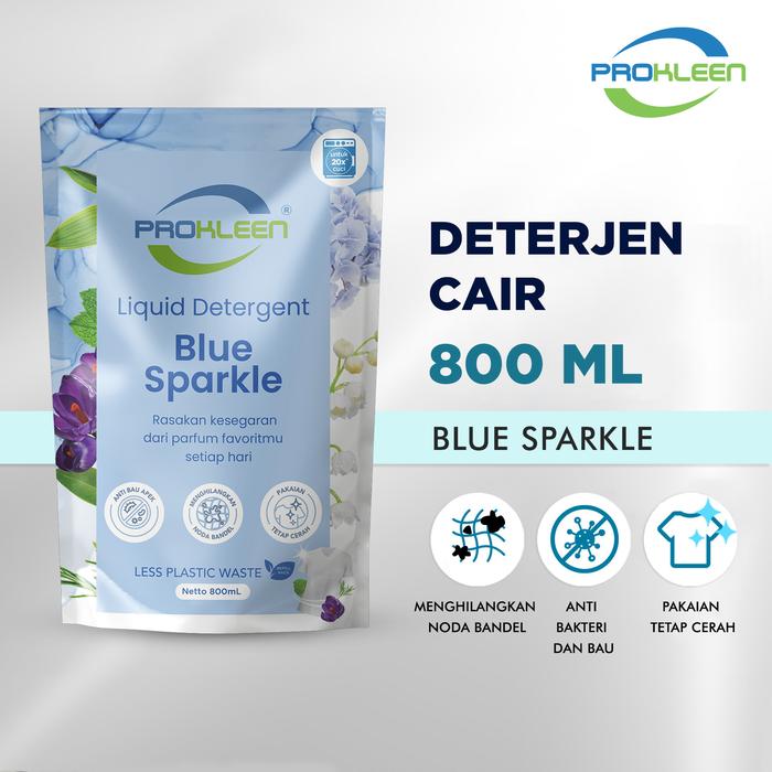 Gambar Deterjen Cair PREMIUM Laundry Liquid Detergent PROKLEEN 800mL REFILL - Blue Sparkle dari Prokleen undefined Tokopedia