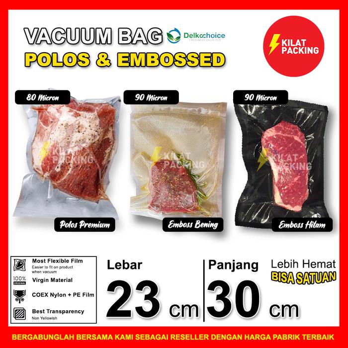 Gambar Plastik Vacum Vacuum Bag POLOS / EMBOSS Vakum Sealer Delkochoice 23x30 - EMBOSS HITAM 90 dari kilat packing undefined Tokopedia