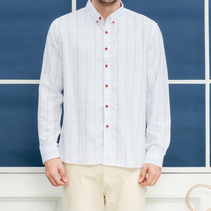 Gambar ALMANO Cassius Long Sleeve Modern Fit Shirt Navy - Putih, S dari Almano Kota Medan Tokopedia