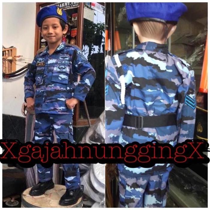 Gambar Seragam Kostum Profesi TNI AU Loreng Biru Anak Murah Bandung - AU Loreng, XS (1-2 tahun) dari Tifani Shop Bandung undefined Tokopedia