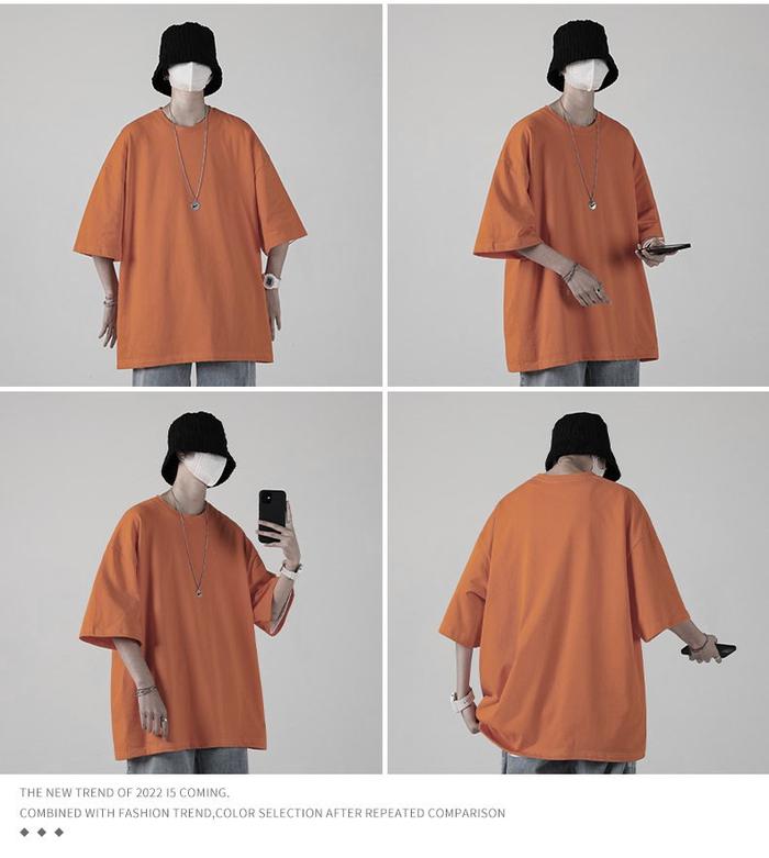 Gambar T-SHIRT KOREAN STYLE OVERSIZE / KAOS POLOS / Pria Wanita Unisex - Orange, L dari DAMi Official Store undefined Tokopedia
