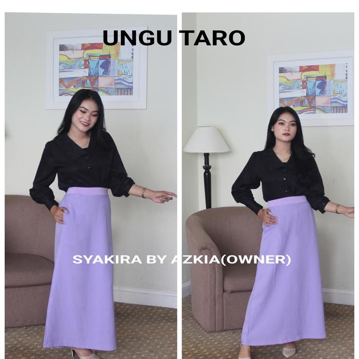 Gambar rok kerja wanita model A full karet/rok model A pinggang full karet - ungu Taro, S dari AZKIA BLAZER OWNER undefined Tokopedia