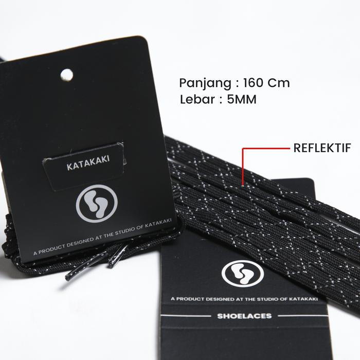 Gambar Katakaki - Tali Sepatu Reflektif Pipih / Gepeng - Hitam dari katakaki undefined Tokopedia