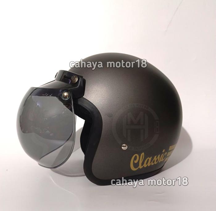 Gambar Helm bogo polos dewasa sni cuci gudang - abu dop, KC FLAT HITAM dari CAHAYA MOTOR18 undefined Tokopedia