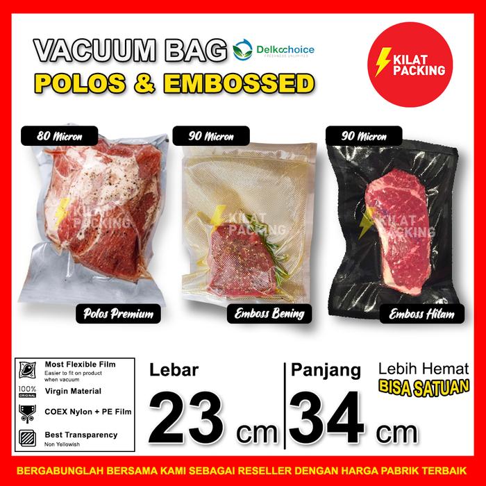Gambar Plastik Vacum Vacuum Bag POLOS / EMBOSS Vakum Sealer Delkochoice 23x34 - EMBOSS HITAM 90 dari kilat packing undefined Tokopedia