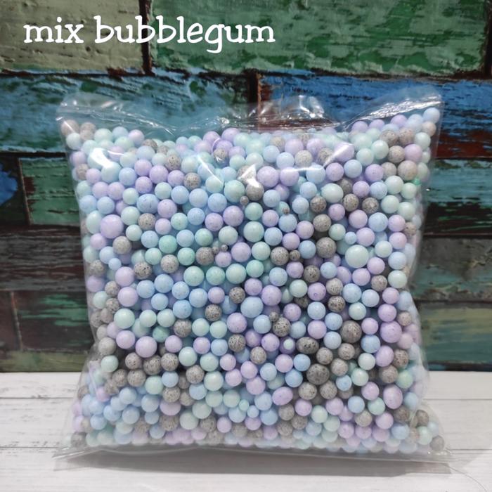 Gambar butiran styrofoam warna/floam/butiran gabus undian/isi giftbox/slime - mix bubblegum dari yora paper undefined Tokopedia