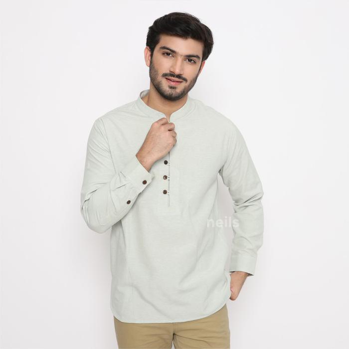 Gambar NEILS BAJU MUSLIM KOKO KURTA TANGAN PANJANG AMMAR PUTIH - Hijau Mint, M dari NEILS CLOTHING undefined Tokopedia