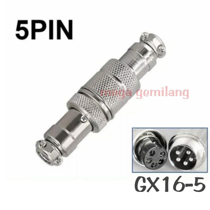 Gambar konektor CB 16mm sambungan kabel ke kabel tipe GX16 - 5pin dari Mega Gemilang Jaya undefined Tokopedia