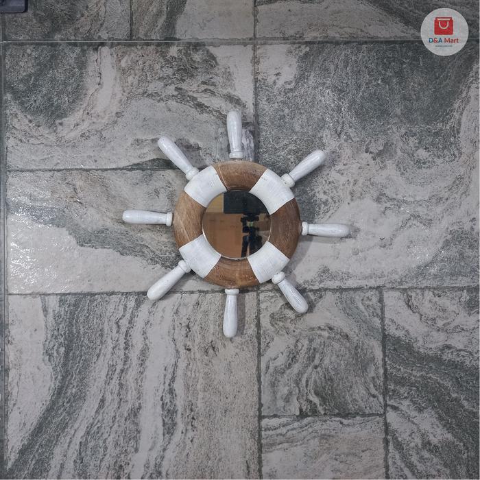 Gambar Cermin unik bentuk kemudi kapal sailor Home Decor - S Coklat-Putih dari D&A Mart undefined Tokopedia