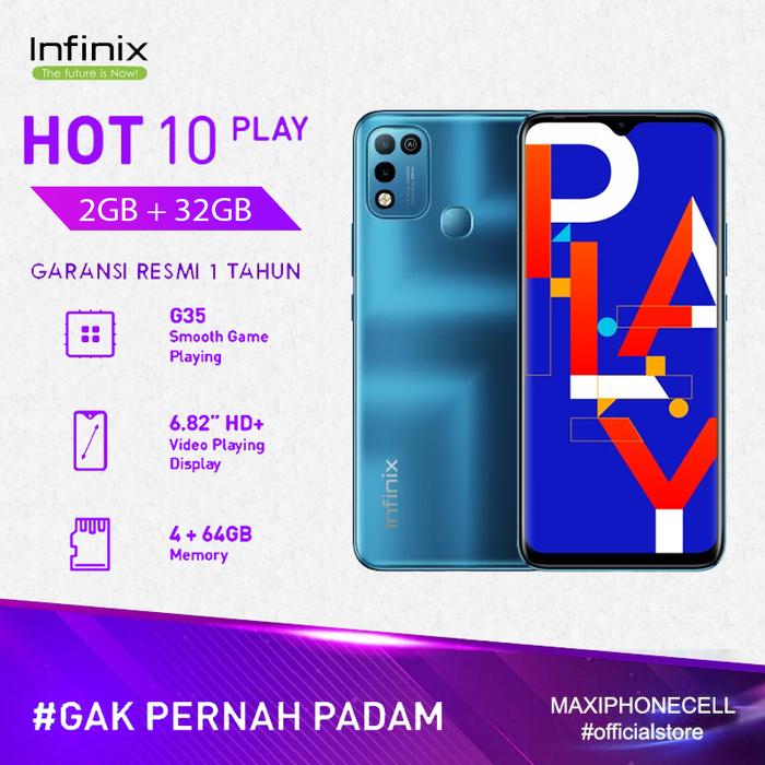 Gambar INFINIX HOT 10 PLAY 2/32 RAM 2GB ROM 32GB GARANSI RESMI - Aegean Blue dari Maxi phone cell undefined Tokopedia