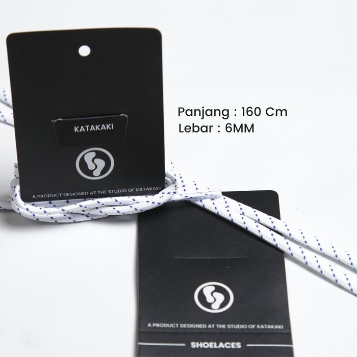 Gambar Tali Sepatu Pipih Motif Satu Garis / Sholaces Flat One Motif Line - Putih-Biru dari katakaki undefined Tokopedia