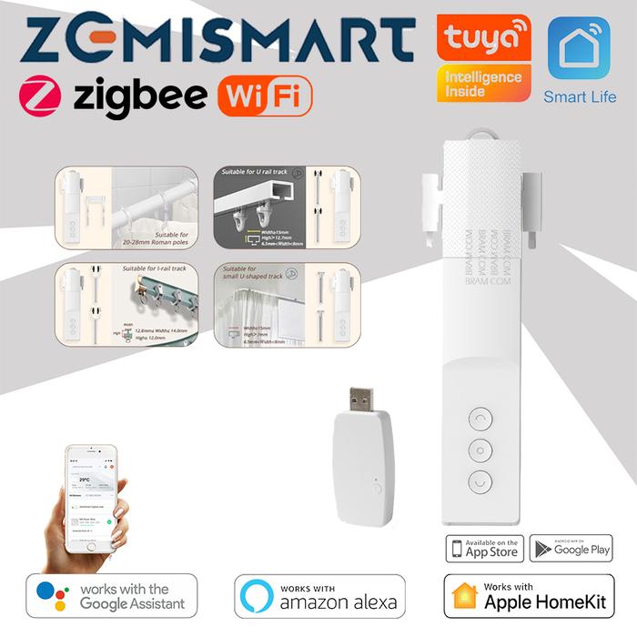 Gambar ZEMISMART Curtain Robot for Roman Pole, I and U rail + Remote - WIFI dari Bram Com undefined Tokopedia