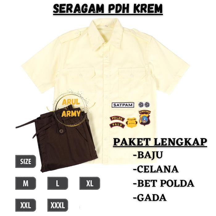 Gambar Seragam Satpam Terbaru 2025 Krem Paket Lengkap Seragam Security Satpam Cream Baju Satpam Keamanan Terbaru - PDH KREM, M dari Arul army undefined Tokopedia