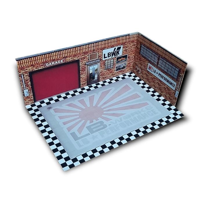 Gambar Diorama Garasi Liberty Walk LBWK  papercraft skala 1/64 buat photography diecast Mobil Toy - pola diorama dari TrafficShop undefined Tokopedia