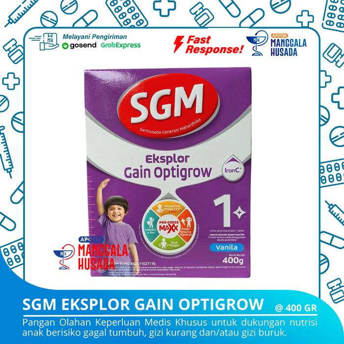 Gambar SGM EKSPLOR GAIN OPTIGROW 1+ VANILLA @ 400 GRAM dari APOTEK MANGGALA HUSADA undefined Tokopedia