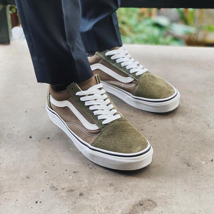 Jual SEPATU SNEAKERS VANS OLDSKOOL OLIVE GREEN ORIGINAL 100 40
