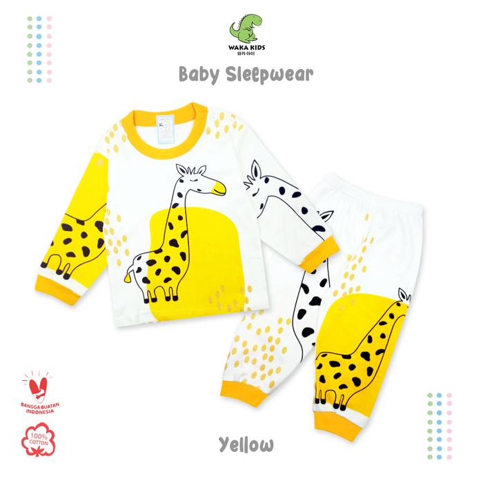 Gambar Wakakids Piyama Anak Setelan Baju Tidur Lengan Panjang Giraffe 4091 - Kuning dari Wakakids undefined Tokopedia