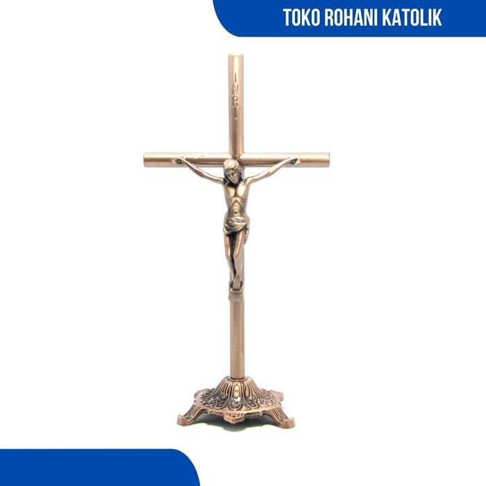 Gambar SALIB DUDUK KATOLIK (PIPA) 20 CM / SALIB KATOLIK LOGAM / SALIB ALTAR - BRONZE dari IMAN KATOLIK undefined Tokopedia