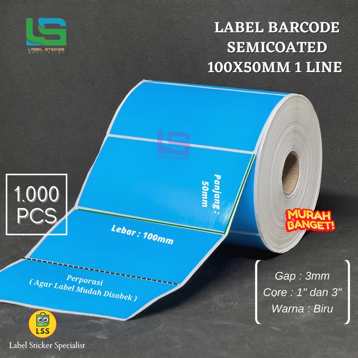 Gambar LABEL STIKER BARCODE 100X50 MM SEMICOATED 10X5 CM KUNING 1000 PCS - Biru dari Label Sticker Specialist undefined Tokopedia