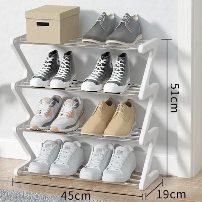 Gambar RAK SEPATU ZIG ZAG 4 SUSUN SERBAGUNA / MODEL ZIGZAG SHAPE MINIMALIS - Putih dari Taman Langit Java undefined Tokopedia