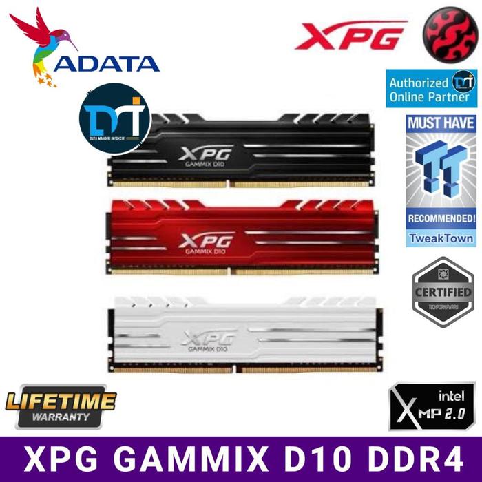 Gambar ADATA XPG GAMMIX D10 DDR4 8GB I 16GB PC25600 3200MHz - Single RAM PC - White Edition, 16GB (1x16GB) dari Duta Mandiri Infokom undefined Tokopedia
