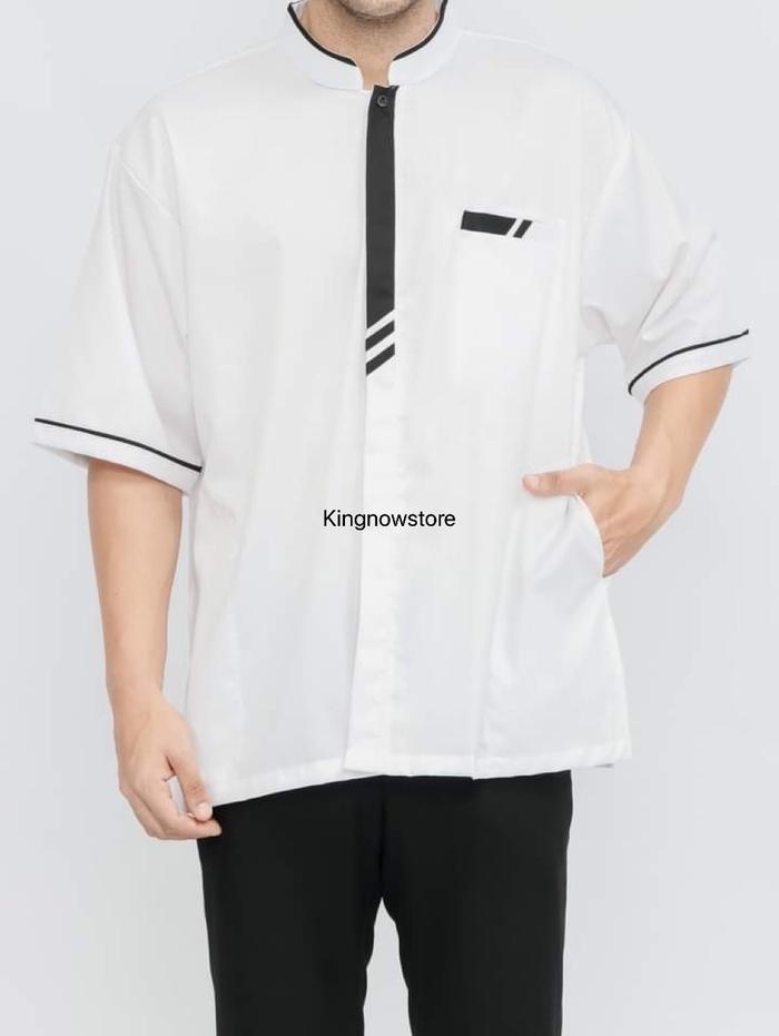 Gambar baju koko putih Hanafi lengan pendek - Putih, M dari Dailybyws undefined Tokopedia